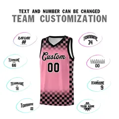 Light Pink Black Plaid Basketball Jersey for Teams 4