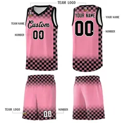 Light Pink Black Plaid Basketball Jersey for Teams 5