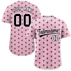 Light Pink Black Polka Dot Graffiti Baseball Jersey 1