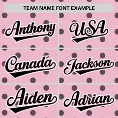 Light Pink Black Polka Dot Graffiti Baseball Jersey 3