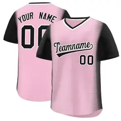 Light Pink Black Raglan Pullover Authentic Baseball Jersey 1