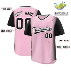 Light Pink Black Raglan Pullover Authentic Baseball Jersey 2