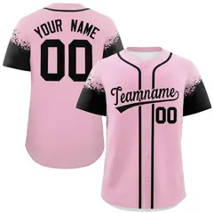 Light Pink Black Raglan Sleeves Authentic Baseball Jersey 1