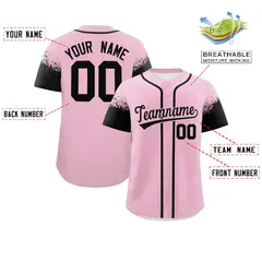 Light Pink Black Raglan Sleeves Authentic Baseball Jersey 2