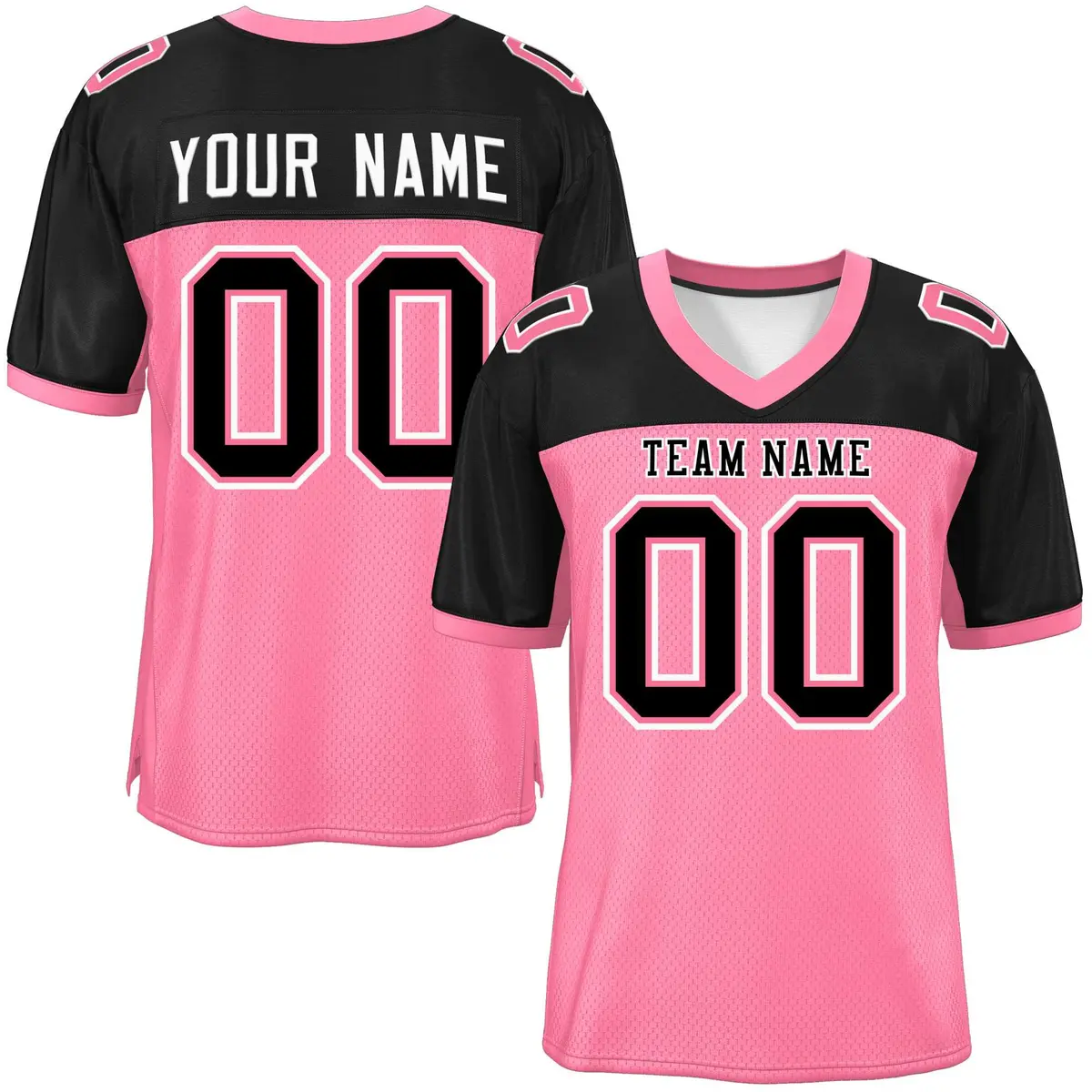Light Pink-Black Raglan Sleeves Football Jersey