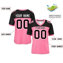 Light Pink-Black Raglan Sleeves Football Jersey 2