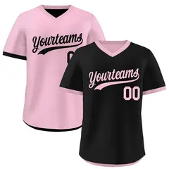 Light Pink Black Reversible Pullover Baseball Jersey