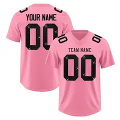 Light Pink Black Sequin Lettering Breathable Football Jersey 1