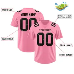 Light Pink Black Sequin Lettering Breathable Football Jersey 2