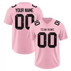 Light Pink Black Sequin Lettering Stretch Fabric Football Jersey 1
