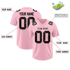 Light Pink Black Sequin Lettering Stretch Fabric Football Jersey 2