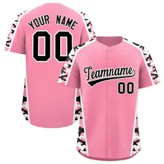 Light Pink Black Side Camo Baseball Jersey