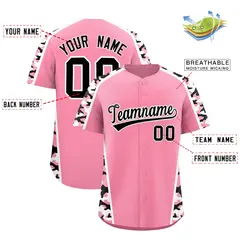 Light Pink Black Side Camo Baseball Jersey 2