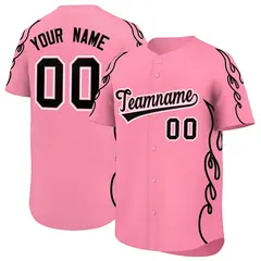 Light Pink Black Side Flame Outline Baseball Jersey