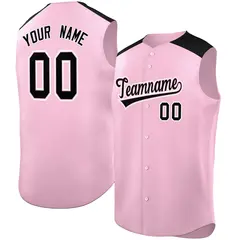 Light Pink Black Sleeveless Baseball Jersey