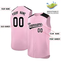 Light Pink Black Sleeveless Baseball Jersey 2