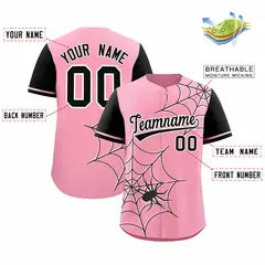 Light Pink Black Spider Web Raglan Authentic Baseball Jersey 2