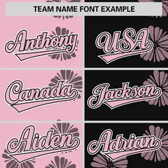 Light Pink Black Split Flower Graffiti Baseball Jersey 3