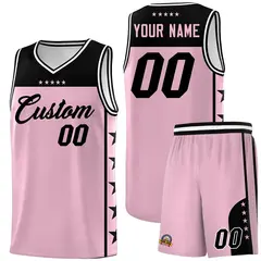 Light Pink Black Star Pattern Sports Basketball Jersey