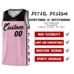Light Pink Black Star Pattern Sports Basketball Jersey 2