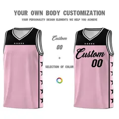 Light Pink Black Star Pattern Sports Basketball Jersey 3