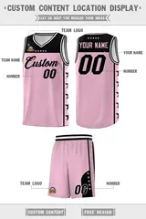 Light Pink Black Star Pattern Sports Basketball Jersey 5