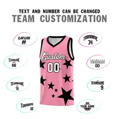 Light Pink Black Star Print Graffiti Basketball Jersey Sets 4