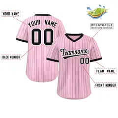Light Pink Black Stripe Authentic Pullover Baseball Jersey 2