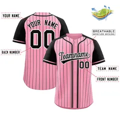 Light Pink Black Stripe Raglan Baseball Jersey 2