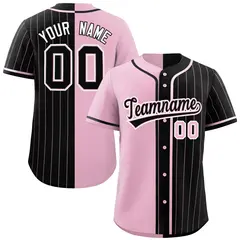 Light Pink Black Stripe-Solid Combo Baseball Jersey