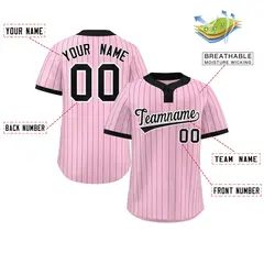 Light Pink Black Stripe Two-Button Softball Jersey 2