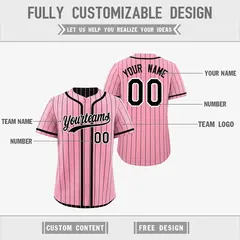 Light Pink Black Striped Reversible Baseball Jersey 3
