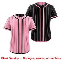 Light Pink Black Striped Reversible Baseball Jersey 9