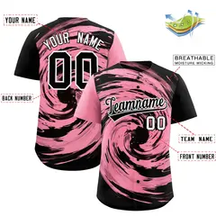 Light Pink Black Swirl Graffiti Baseball Jersey 2