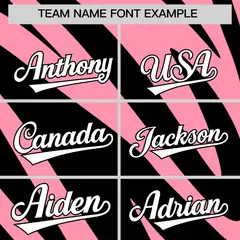 Light Pink Black Tiger Stripe Gradient Animal Print Baseball Jersey 3