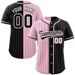 Light Pink Black Two Tone Striped Authentic Baseball Jersey