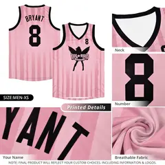 Light Pink Black Vertical Striped Pattern Basketball Jersey 2