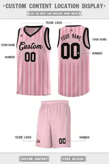 Light Pink Black Vertical Striped Pattern Basketball Jersey 3