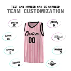 Light Pink Black Vertical Striped Pattern Basketball Jersey 4