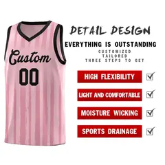 Light Pink Black Vertical Striped Pattern Basketball Jersey 5