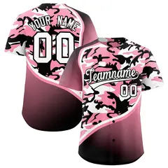 Light Pink Black White Camo Gradient Fashion Baseball Jersey