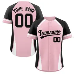 Light Pink Black-White Color Block Authentic Baseball Jersey