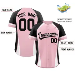 Light Pink Black-White Color Block Authentic Baseball Jersey 2