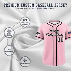 Light Pink Black White Father's Day Classic Baseball Jersey 3