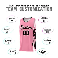 Light Pink Black-White Graffiti Side Curve Basketball Jersey Sets 4