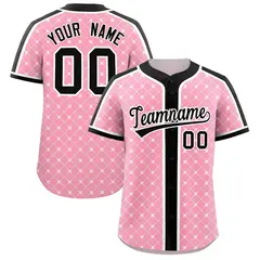 Light Pink Black-White Plaid Authentic Baseball Jersey