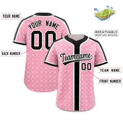 Light Pink Black-White Plaid Authentic Baseball Jersey 2