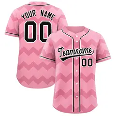 Light Pink Black-White Ripple Baseball Jersey