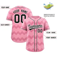 Light Pink Black-White Ripple Baseball Jersey 2
