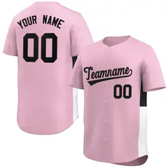 Light Pink Black-White Side Two-Tone Baseball Jersey 1